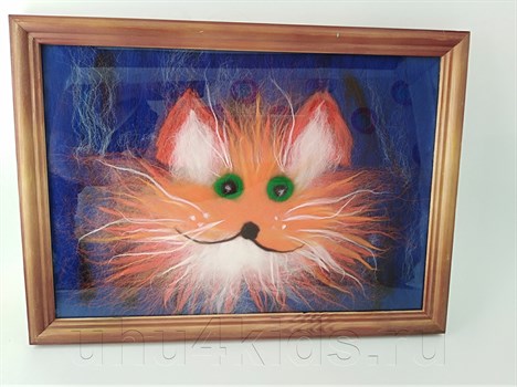 Картина из шерсти «Кот Мурзик»